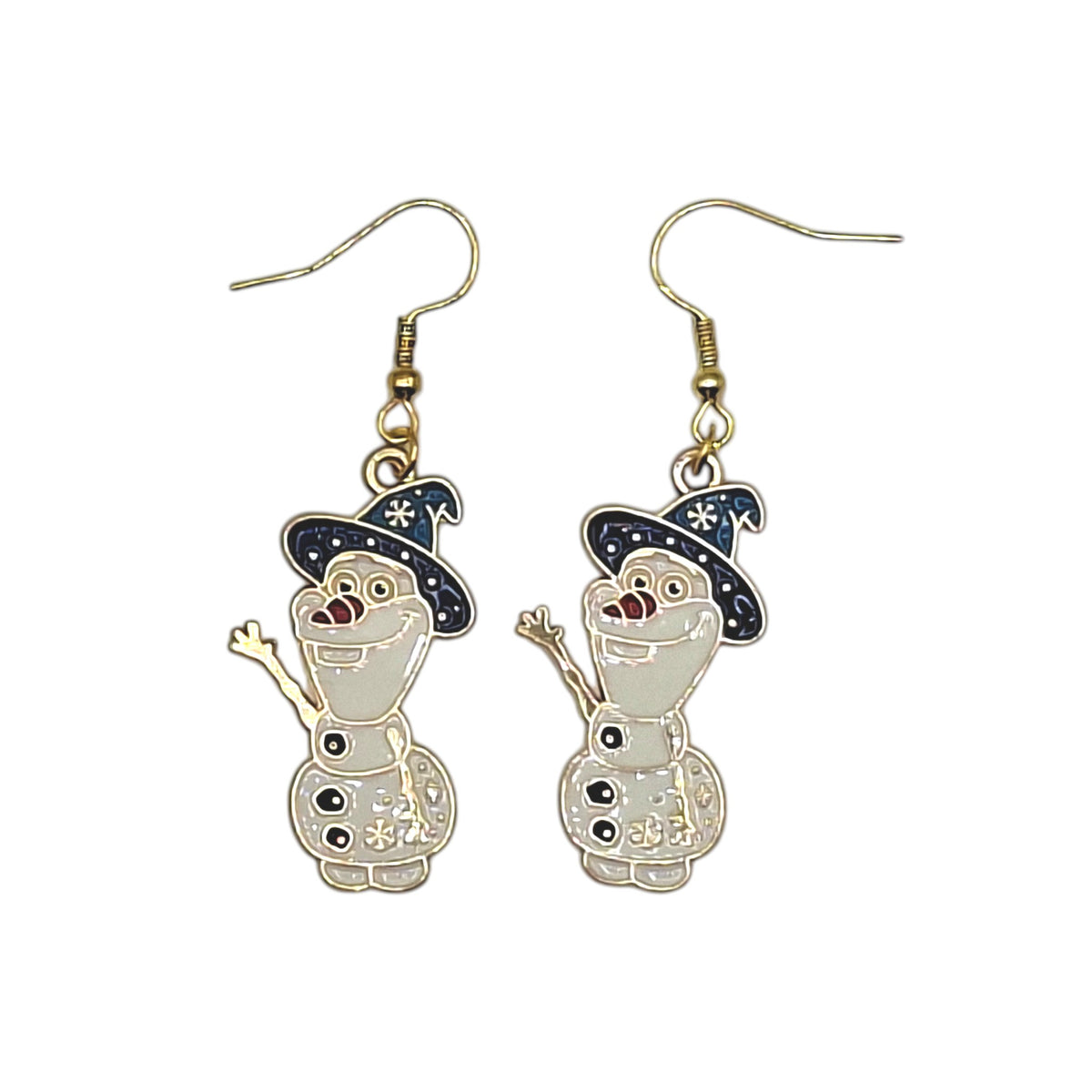 Boucles d’oreilles Olaf avec chapeau de sorcier – La Reine des Neiges – Inox doré – Created Artisan