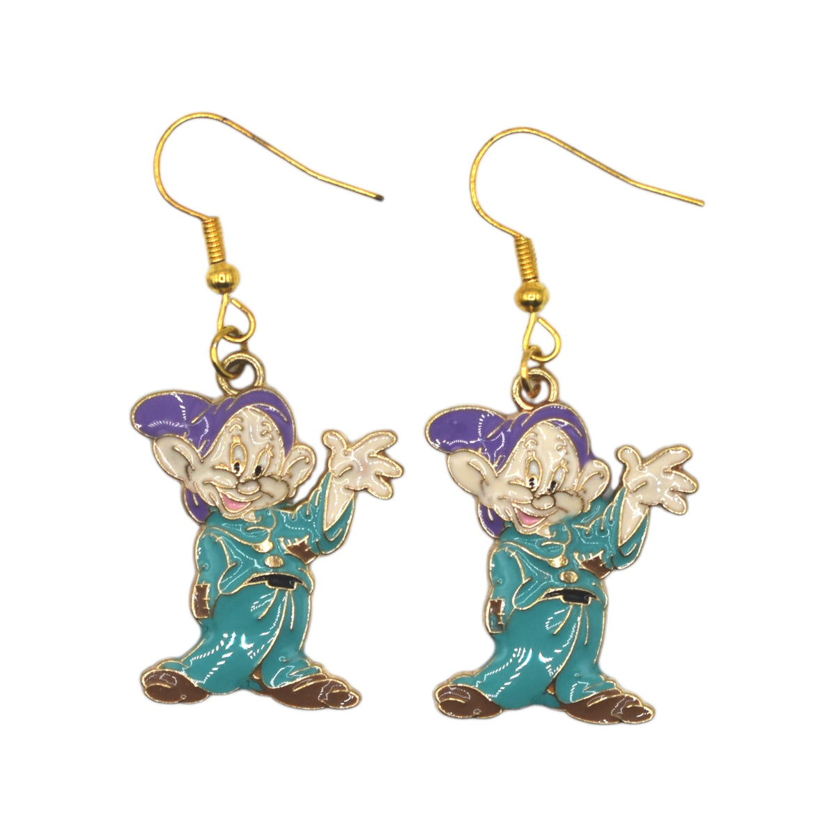 Boucles d’oreilles Simplet – Blanche-Neige – crochets dorés – Created Artisan