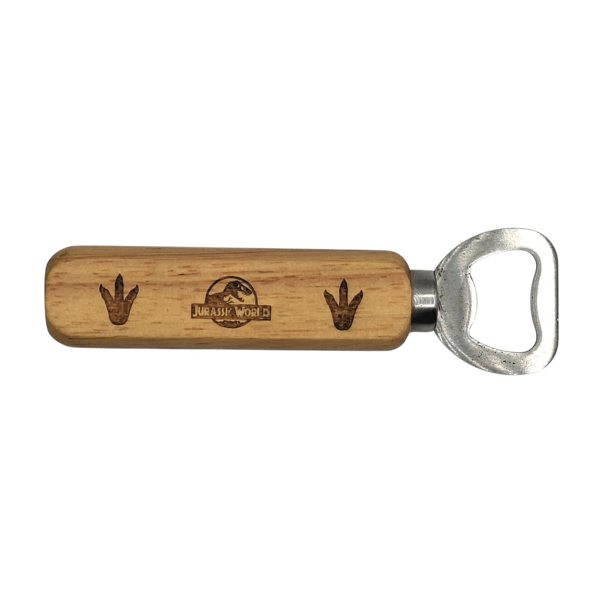 Décapsuleur en bois gravé inspiré de Jurassic World