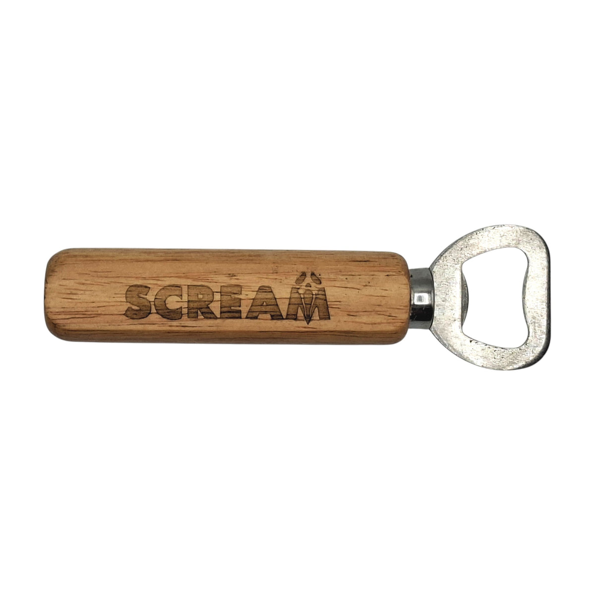 Décapsuleur en bois gravé inspiré de Scream