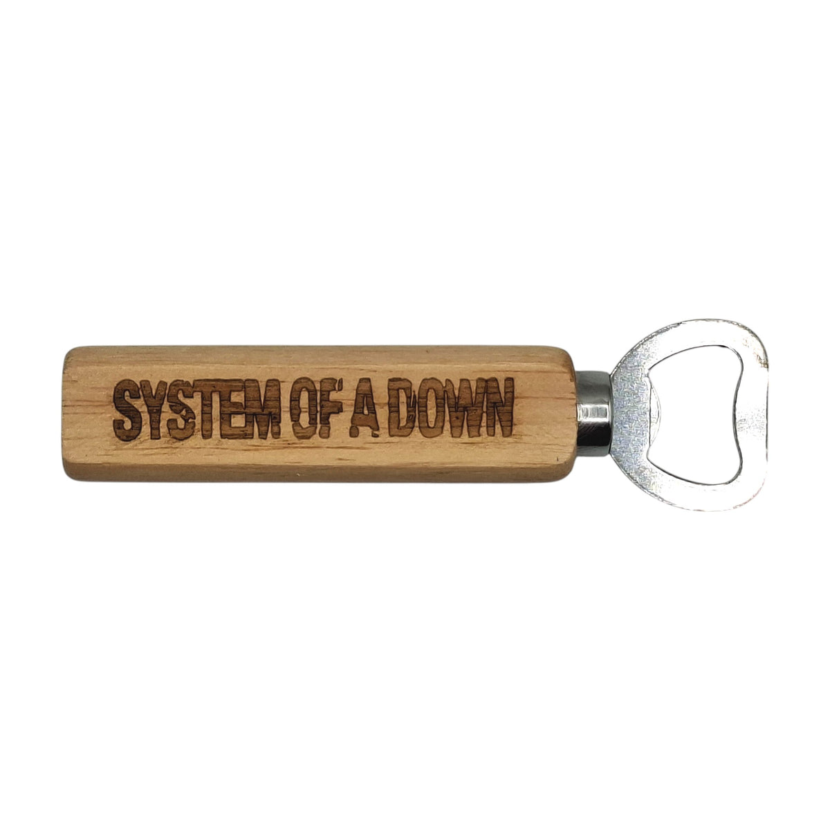 Décapsuleur en bois gravé inspiré de System of a Down