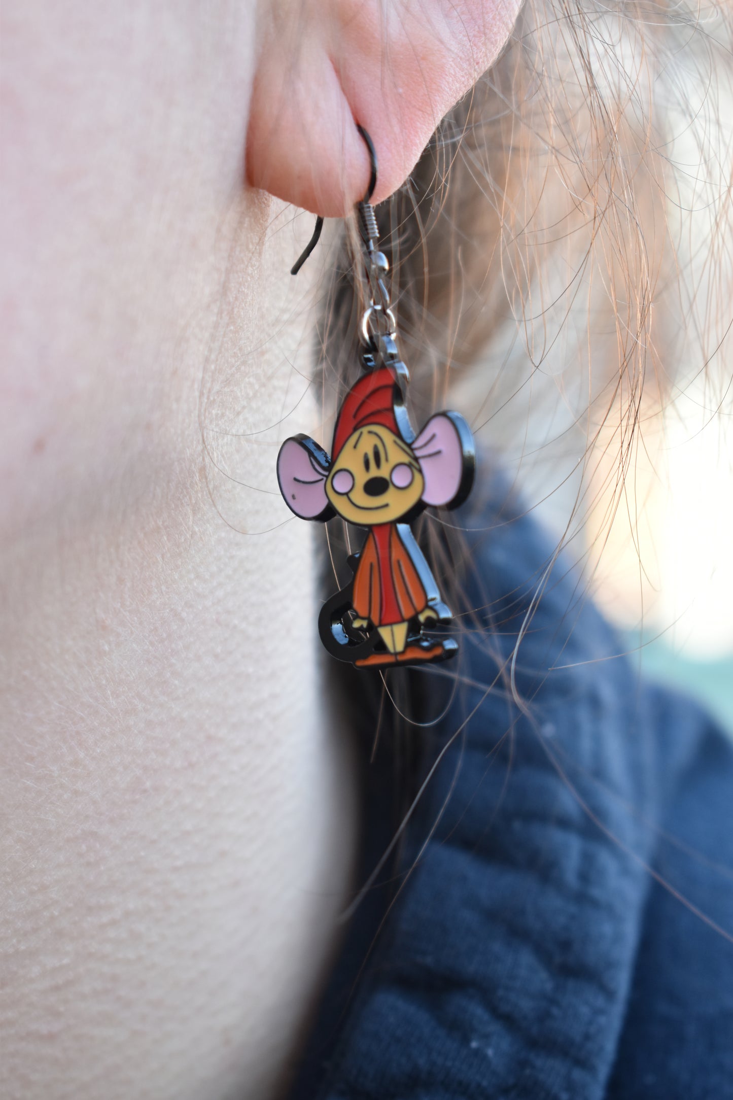 Boucles d’oreilles Gus & Jack – Souris de Cendrillon | Inox noir