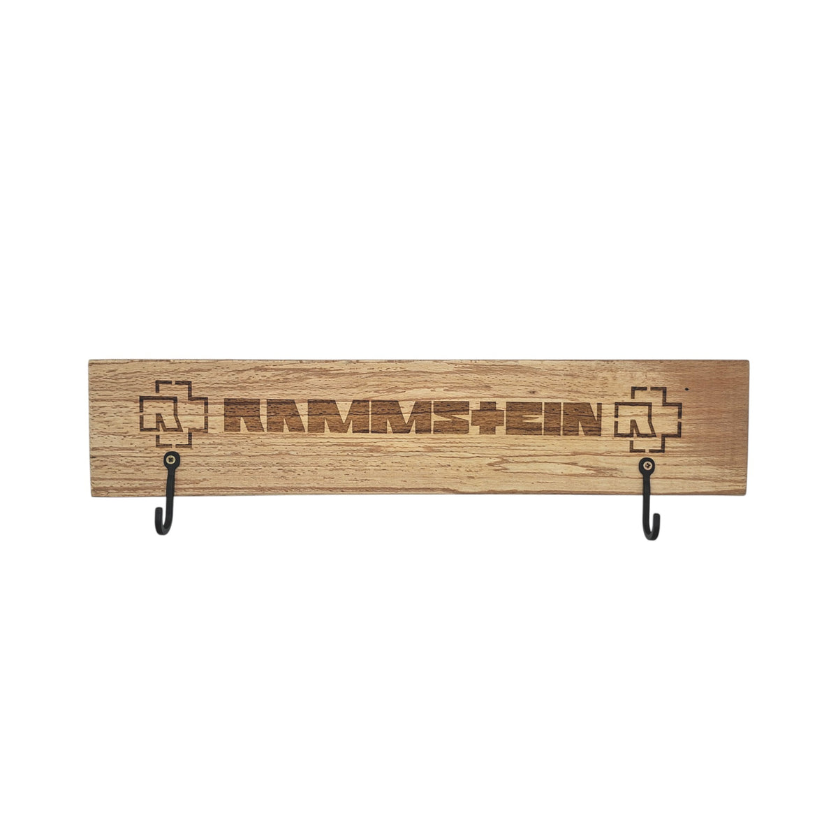 Porte-manteau mural en bois gravé – Rammstein – 2 crochets – Created Artisan