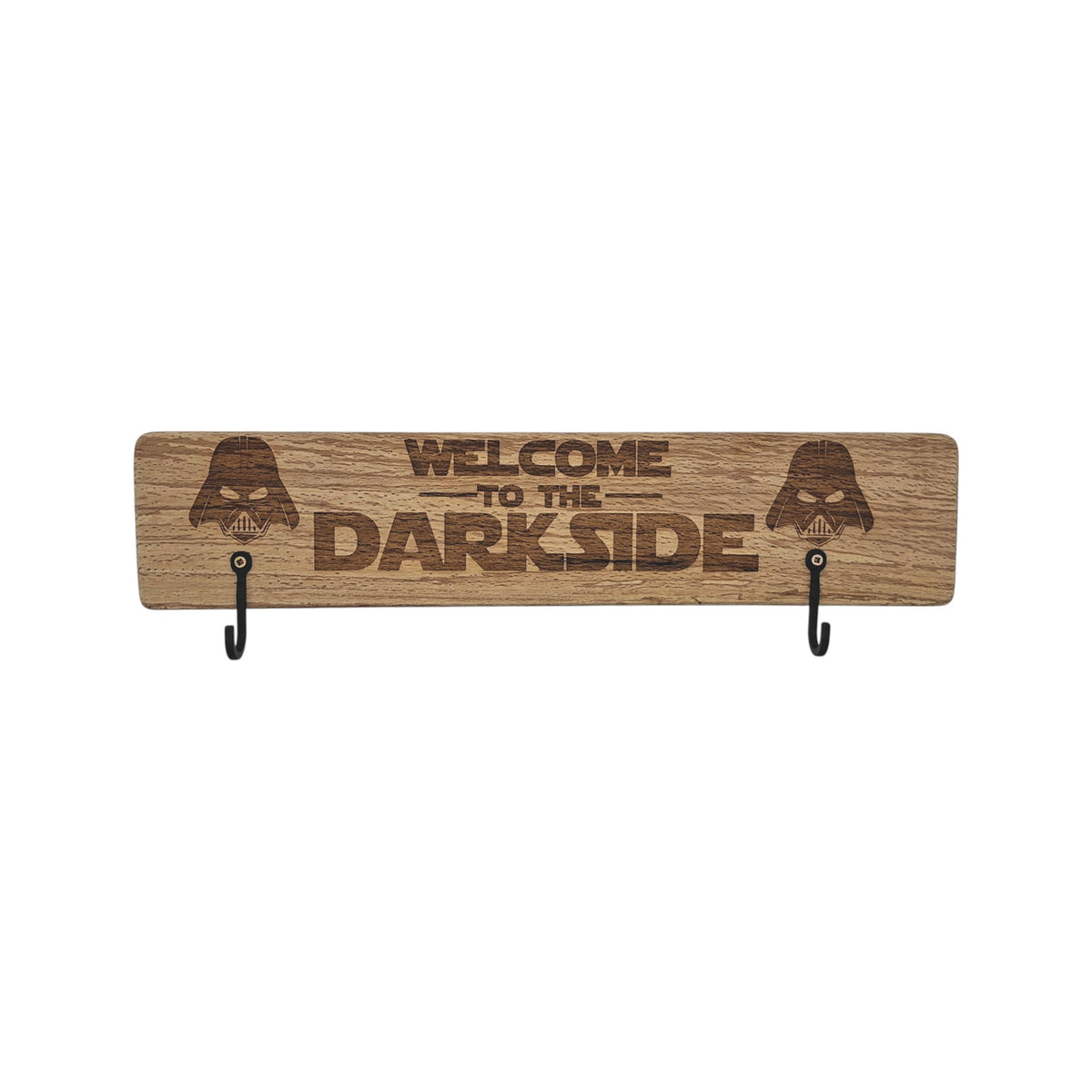 Porte-manteau mural en bois gravé – Star Wars Welcome to the Dark Side – 2 crochets – Created Artisan
