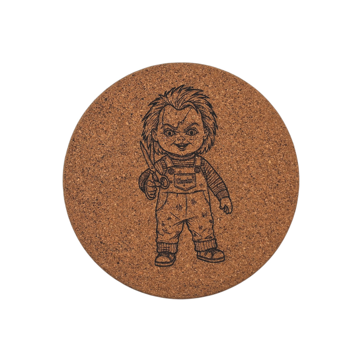 Sous-plat en liège gravé – Chucky – Chibi – Created Artisan