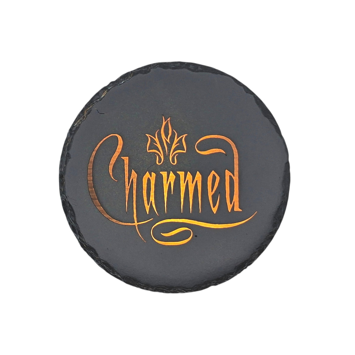 Sous-verre rond en ardoise couleur – Charmed – Logo