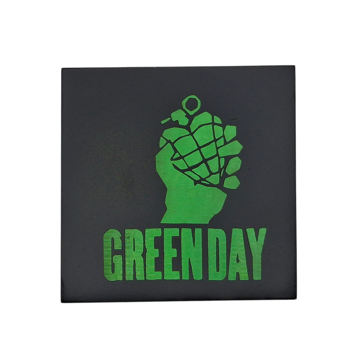 Sous-verre carré en ardoise couleur – Green Day – Heart Grenade