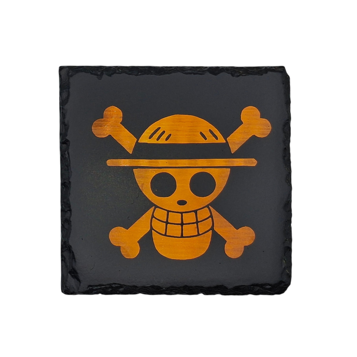 Sous-verre carré en ardoise couleur – One Piece – Jolly Roger