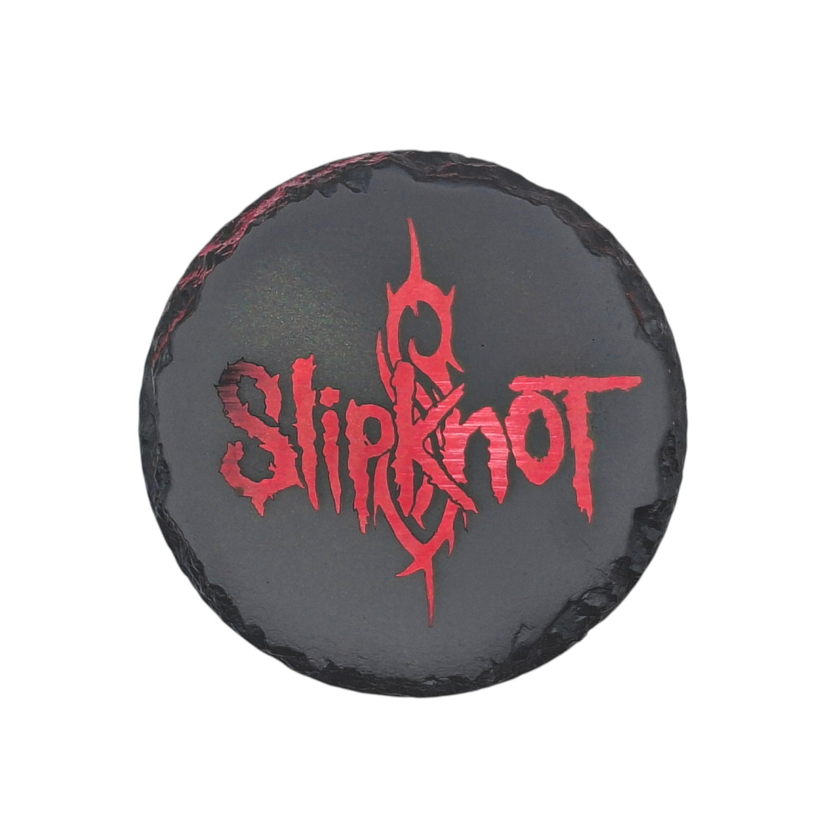 Sous-verre rond en ardoise couleur – Slipknot – Logo