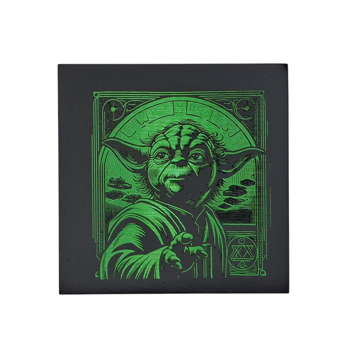 Sous-verre carré en ardoise couleur – Star Wars – Yoda