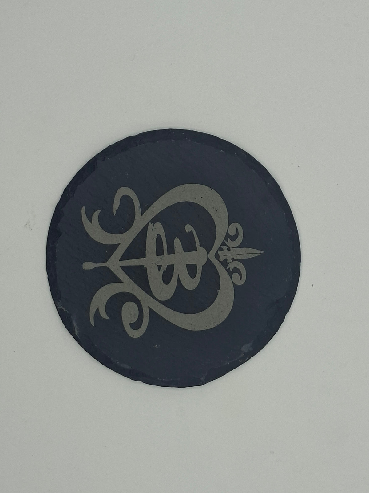 Sous-verre rond en ardoise gravée – Buffy contre les vampires logo