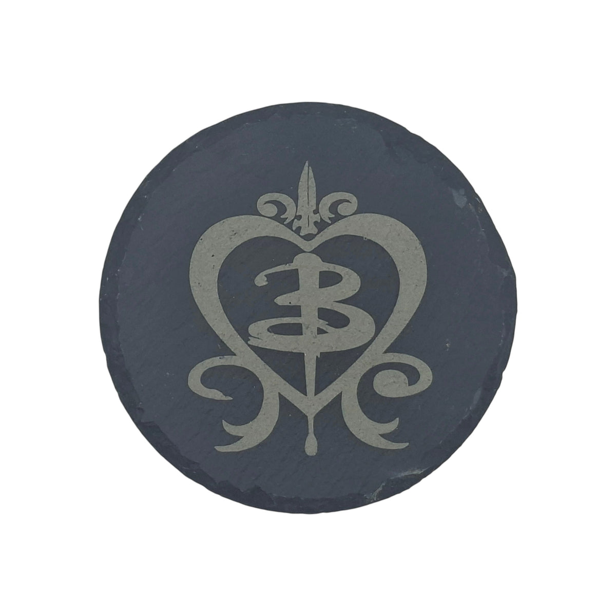 Sous-verre rond en ardoise gravée Buffy contre les vampires logo – Created Artisan