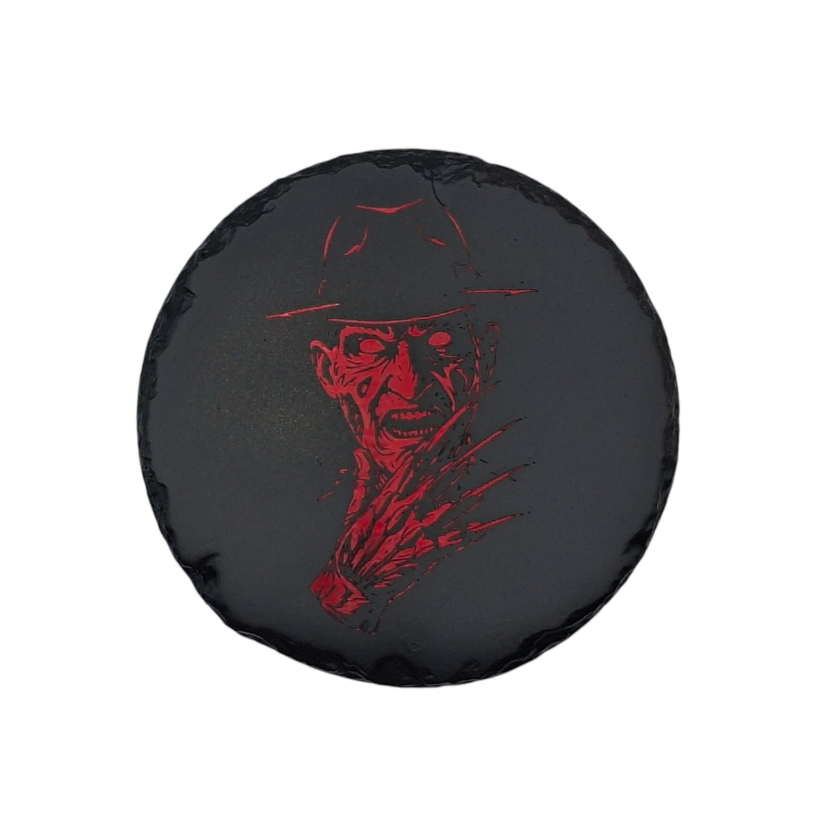 Sous-verre rond en ardoise couleur – Freddy Krueger