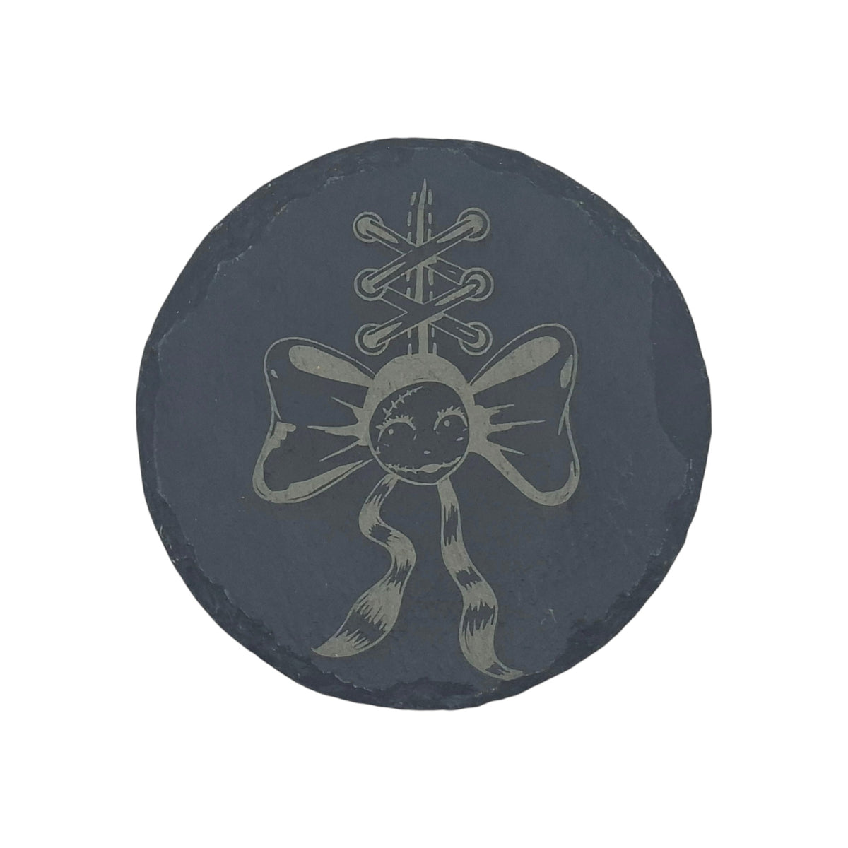 Sous-verre rond en ardoise gravée L'Étrange Noël de Monsieur Jack Sally – Created Artisan