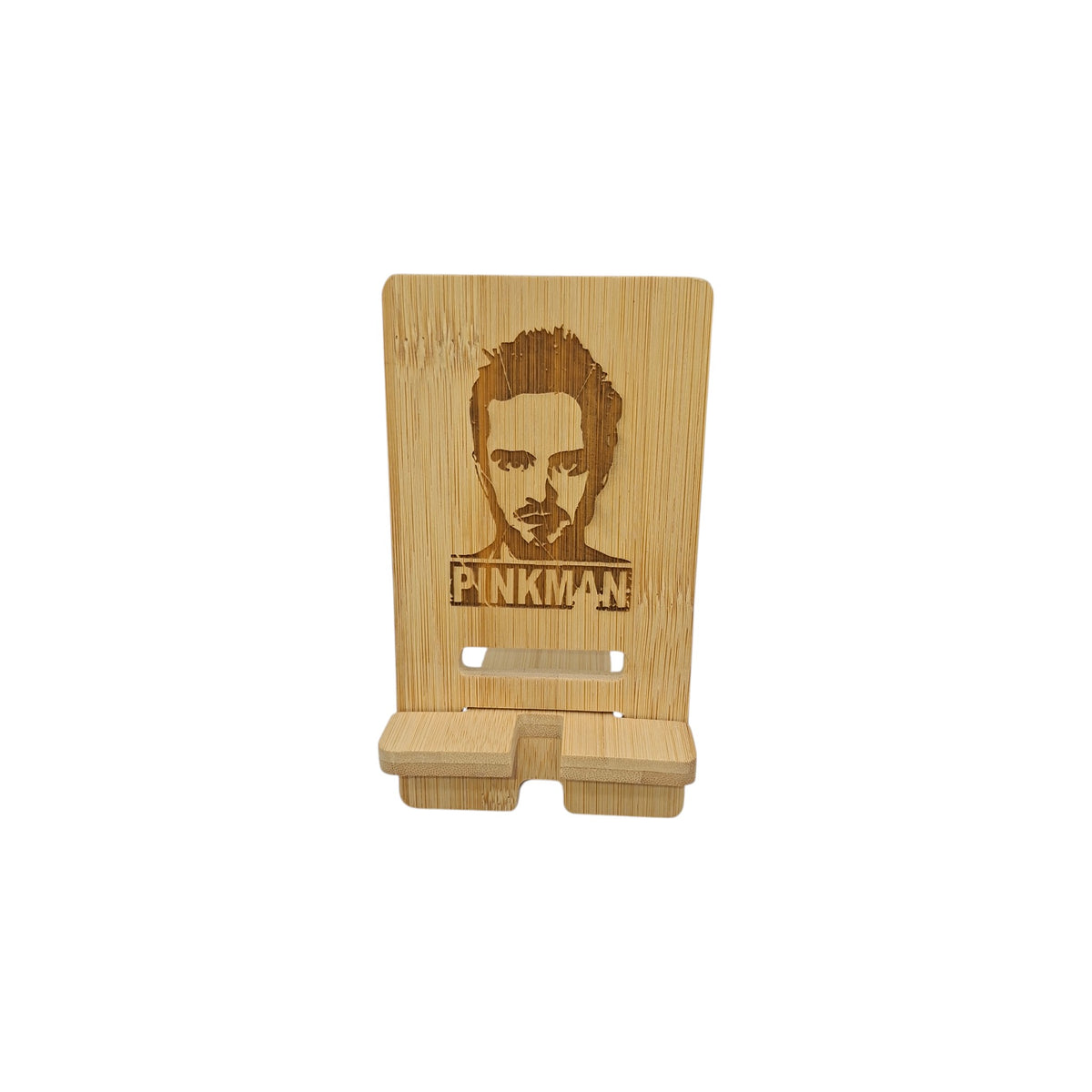 Support smartphone en bois gravé – Jesse Pinkman – Breaking Bad – Created Artisan