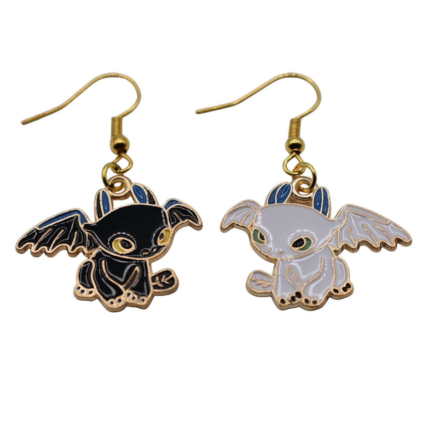 Boucles d’oreilles Krokmou & Furie blanche – Duo noir & blanc – Acier inoxydable