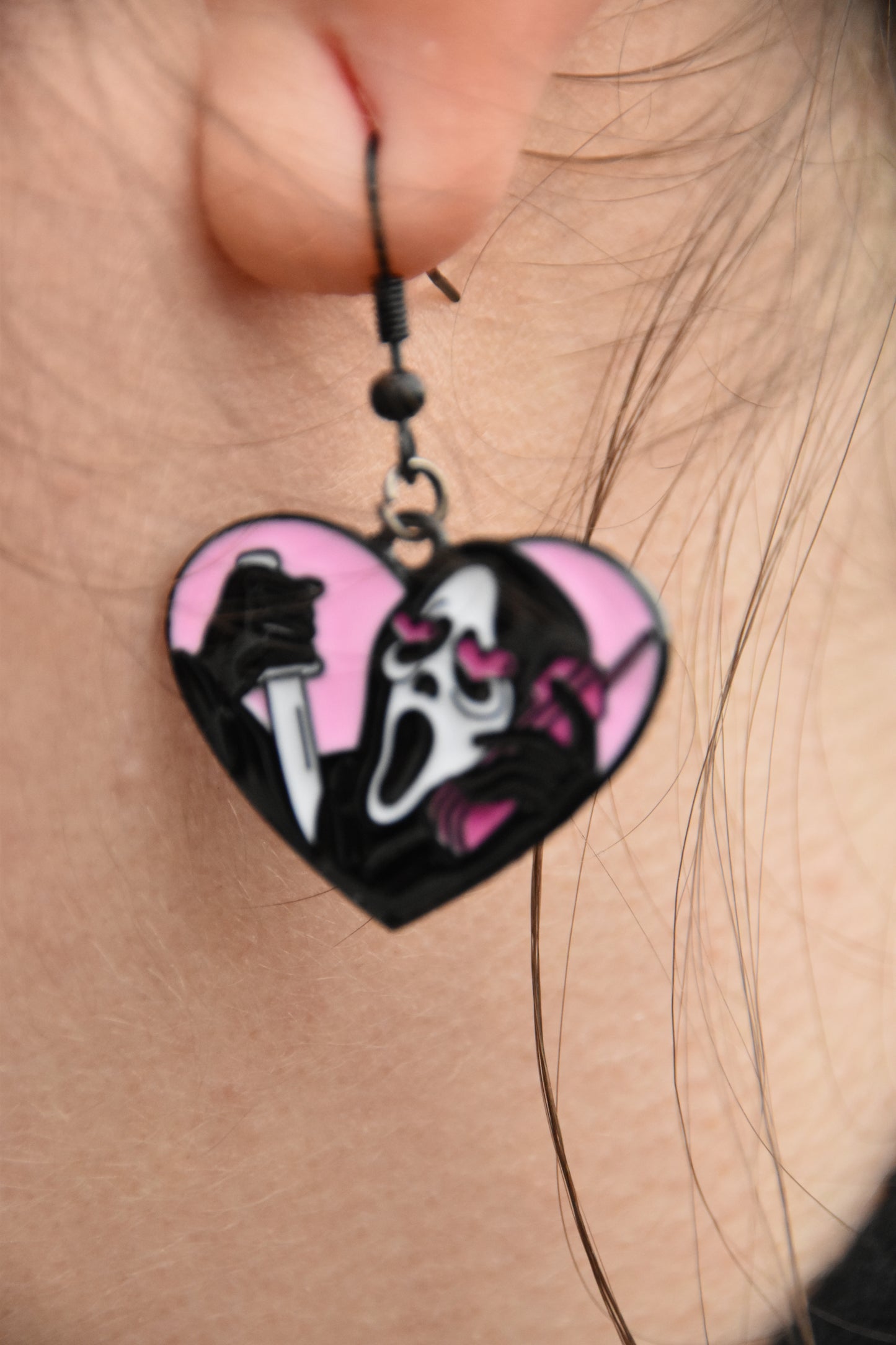 Boucles d’oreilles cœur horrifique – Inspiration cinéma – Acier inoxydable