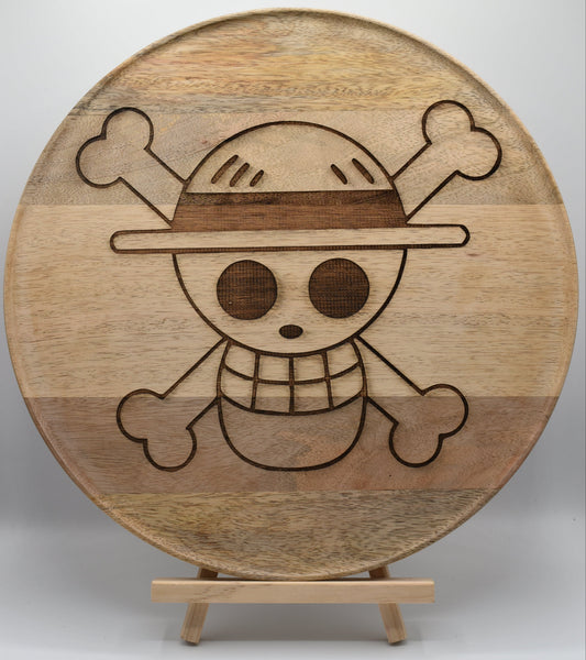 Plateau en bois gravé One Piece - Symbole