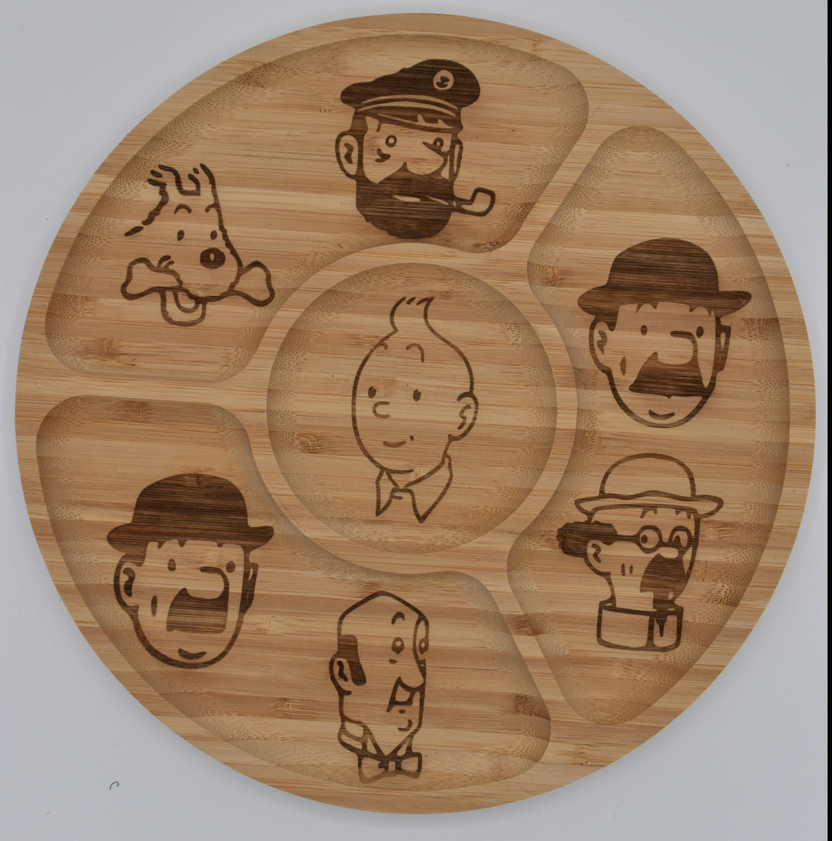 Plateau apéro en bois gravé Tintin – seconde vue