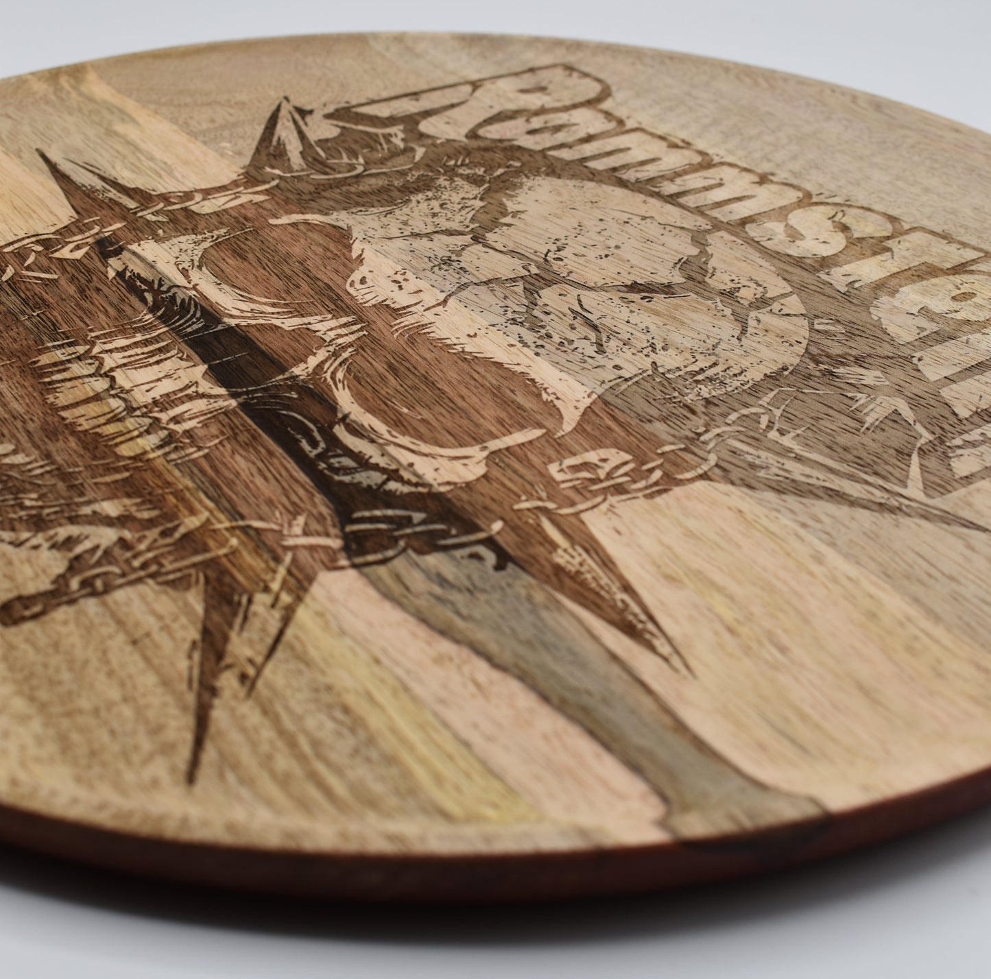 Plateau en bois gravé Rammstein Skull