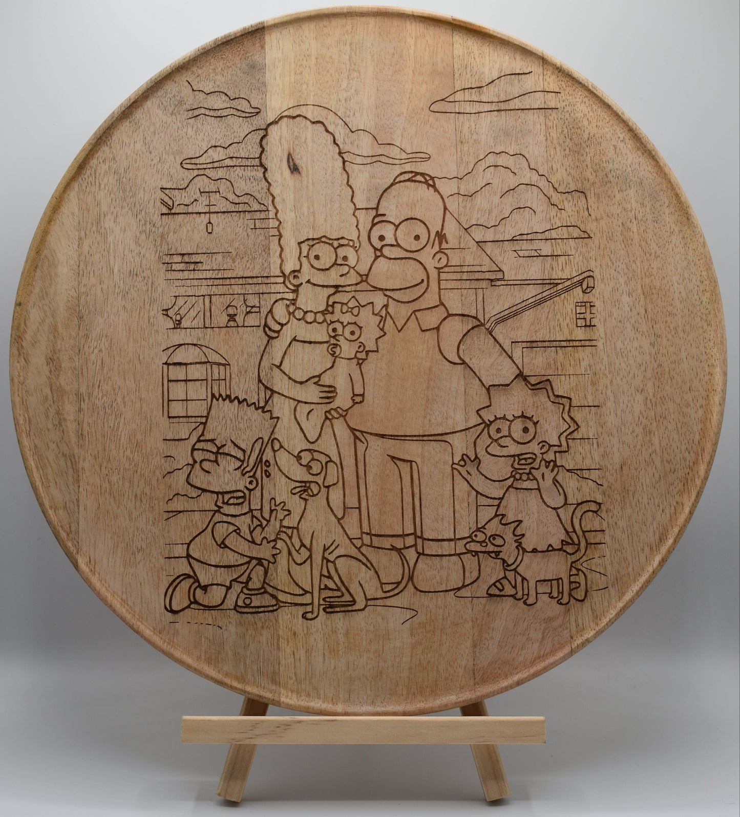 Plateau en bois gravé Simpson – Décoration pop culture artisanale personnalisable