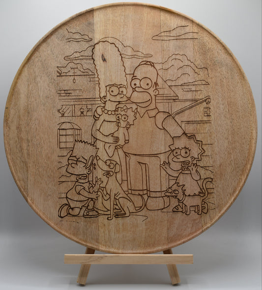 Plateau en bois gravé Simpson – Décoration pop culture artisanale personnalisable