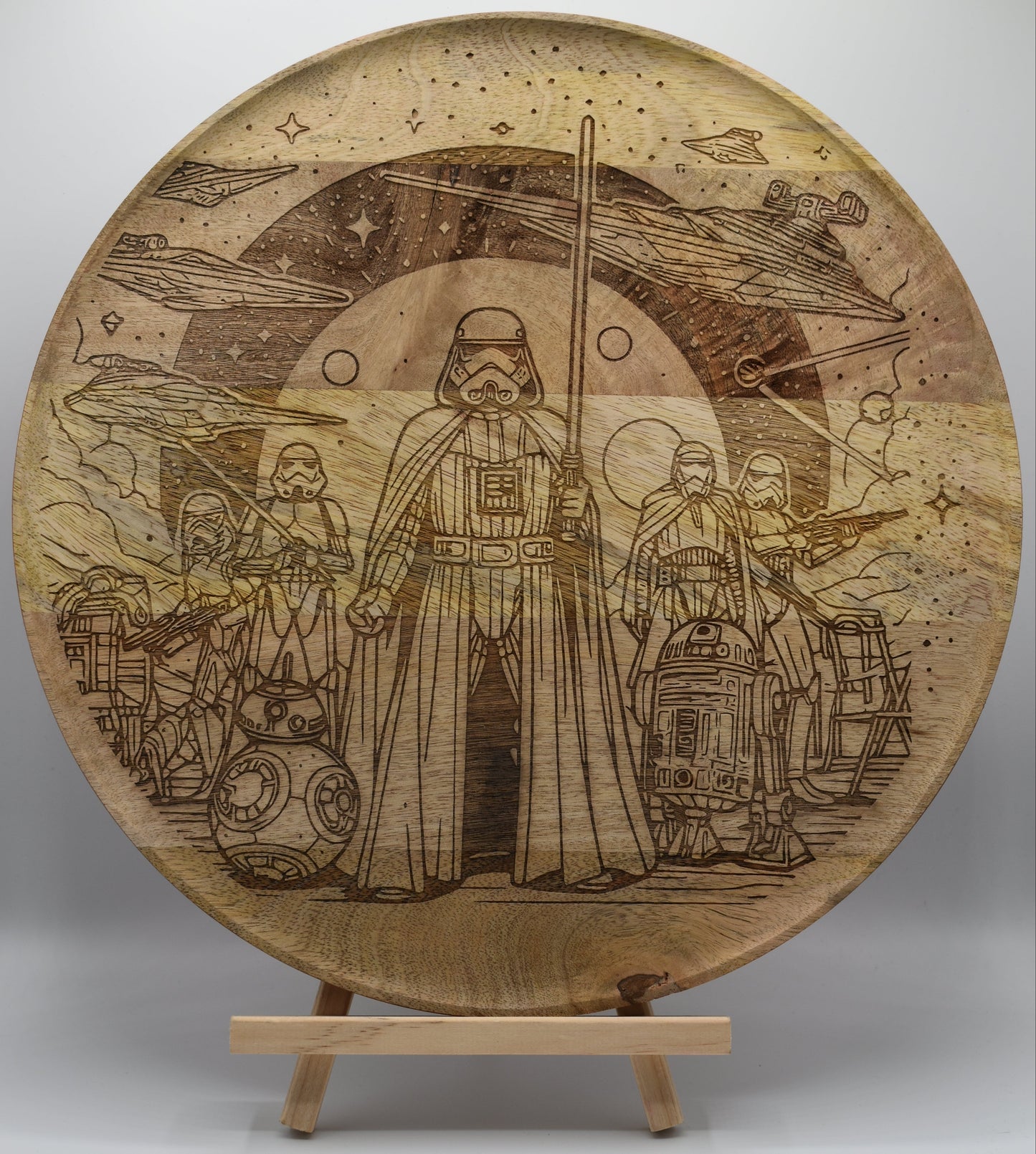 Plateau en bois gravé - Dark Vador & l’Empire – Décoration artisanale personnalisable