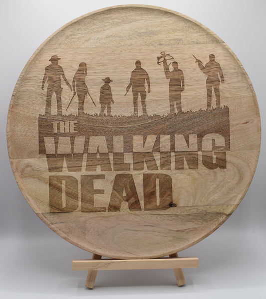 Plateau en bois gravé The Walking Dead Silouhettes