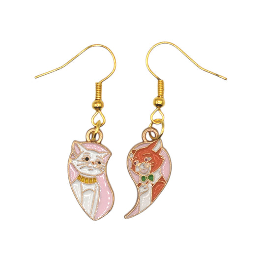Boucles d’oreilles Duchesse et Thomas O’Malley – Les Aristochats – crochets dorés – Created Artisan
