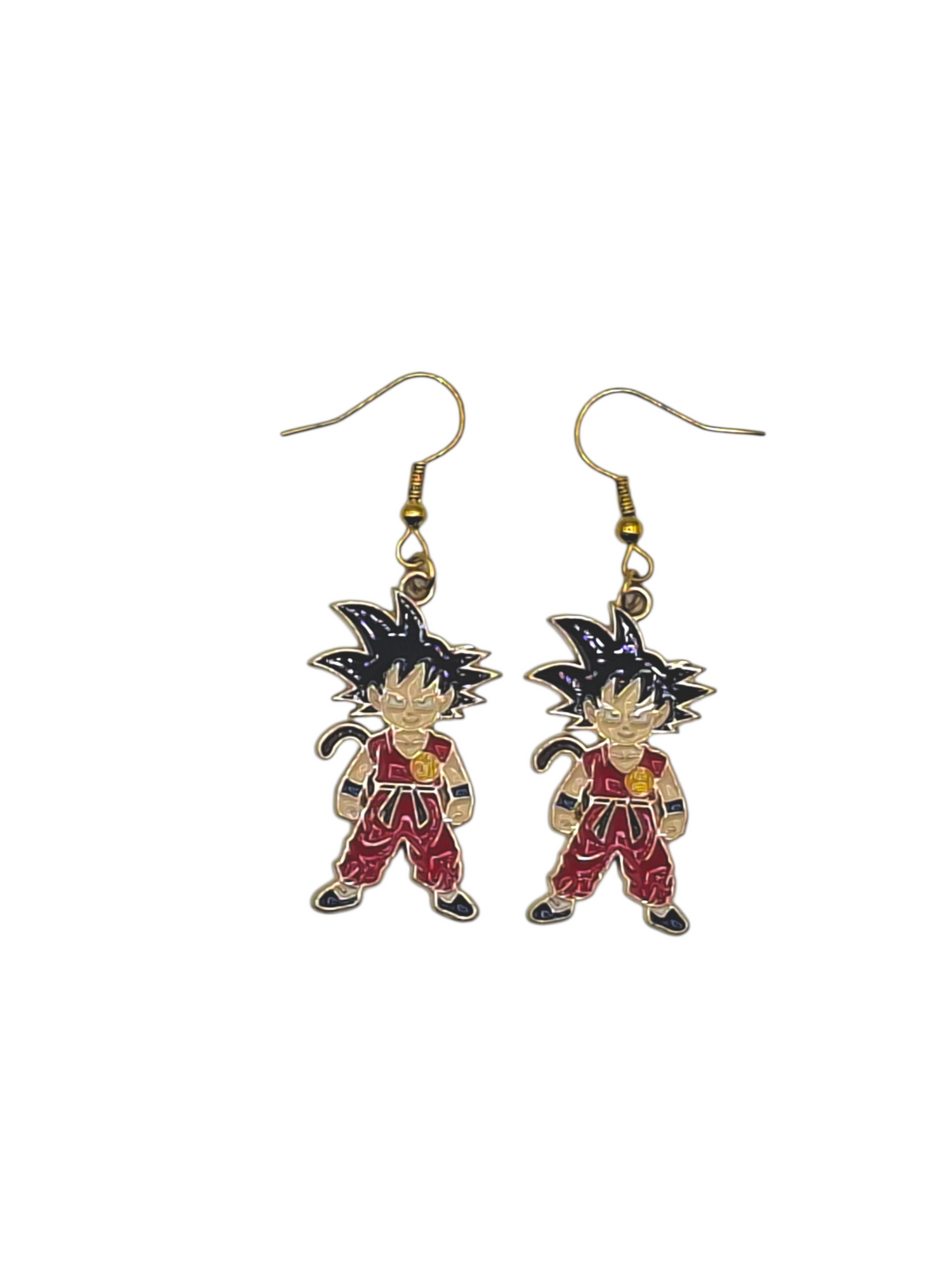 Boucles d’oreilles Goku enfant avec queue – Dragon Ball – Inox doré – Created Artisan