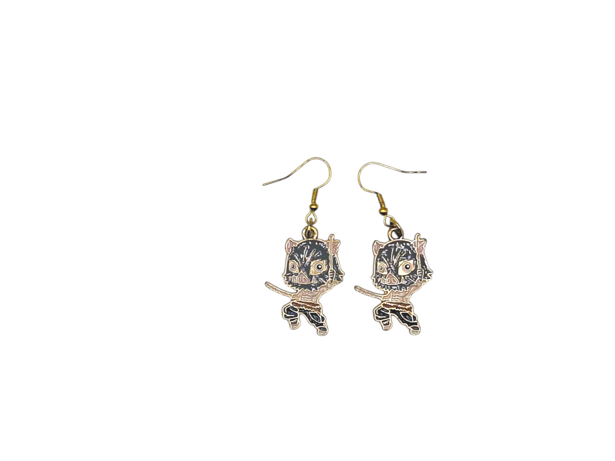 Boucles d’oreilles Inosuke Hashibira – Demon Slayer – Inox doré – Created Artisan