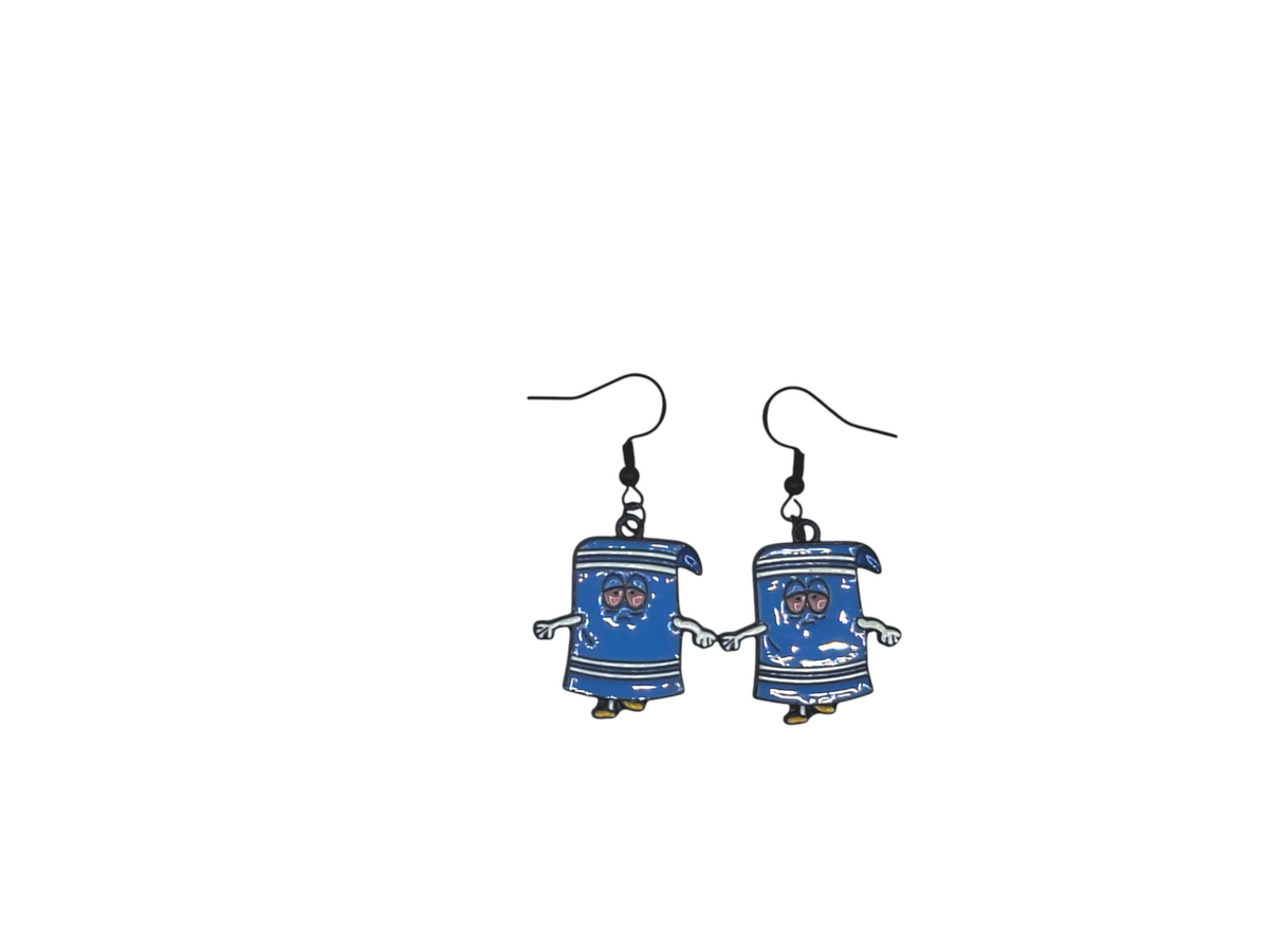 Boucles d’oreilles Servietsky / Towelie – South Park – Inox noir – Created Artisan