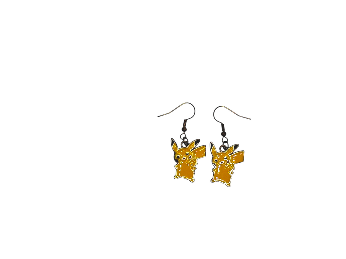 Boucles d’oreilles Pikachu – Pose debout – Pokémon – Inox noir – Created Artisan