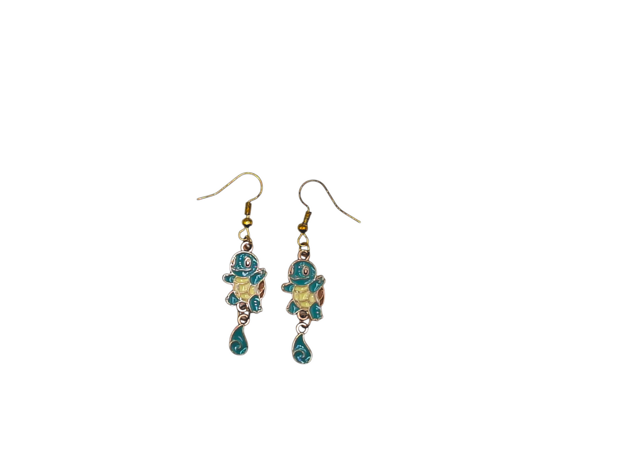 Boucles d’oreilles Carapuce – Eau / goutte – Pokémon – Inox doré – Created Artisan