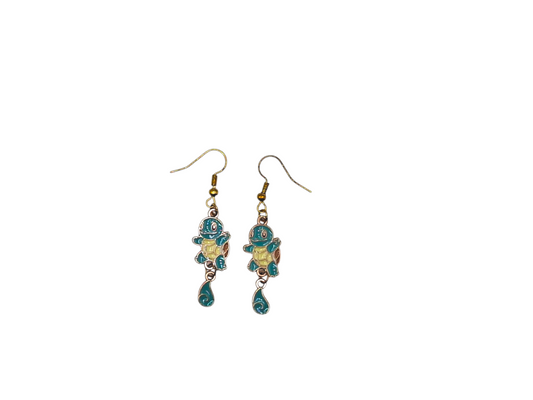 Boucles d’oreilles Carapuce – Eau / goutte – Pokémon – Inox doré – Created Artisan