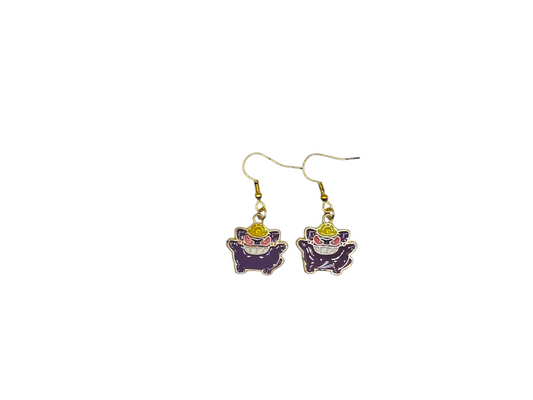 Boucles d’oreilles Ectoplasma – Chapeau de paille – Pokémon – Inox doré – Created Artisan