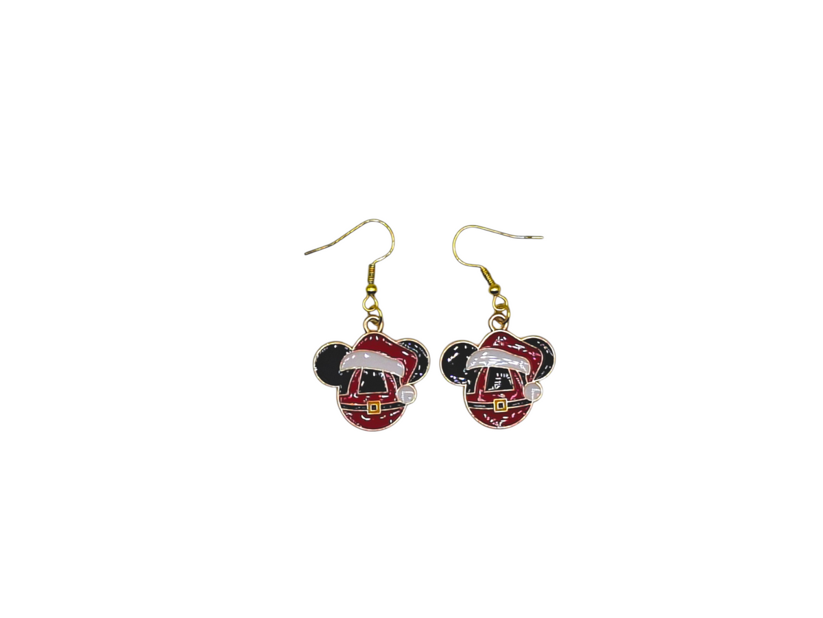 Boucles d’oreilles Mickey – Costume de Père Noël – Inox doré – Created Artisan