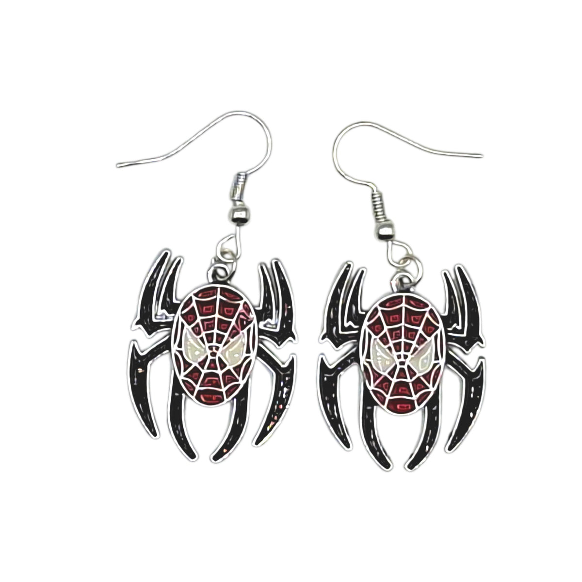 Boucles d’oreilles Spider-Man – Araignée stylisée – Inox argenté – Created Artisan