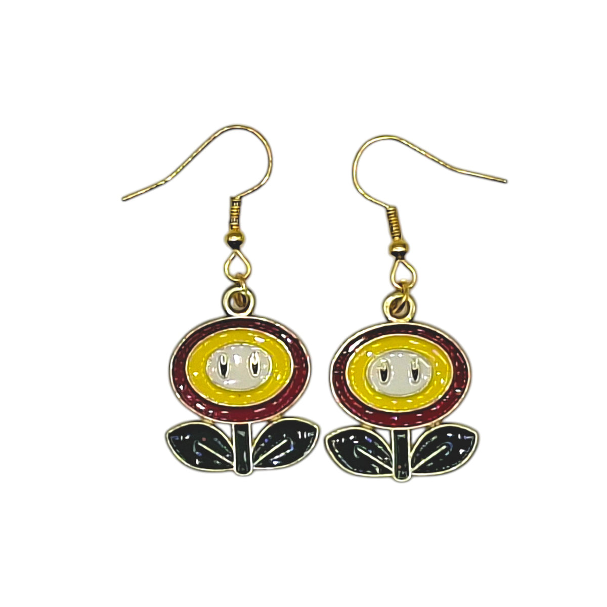 Boucles d’oreilles Fleur de feu – Super Mario – Inox doré – Created Artisan