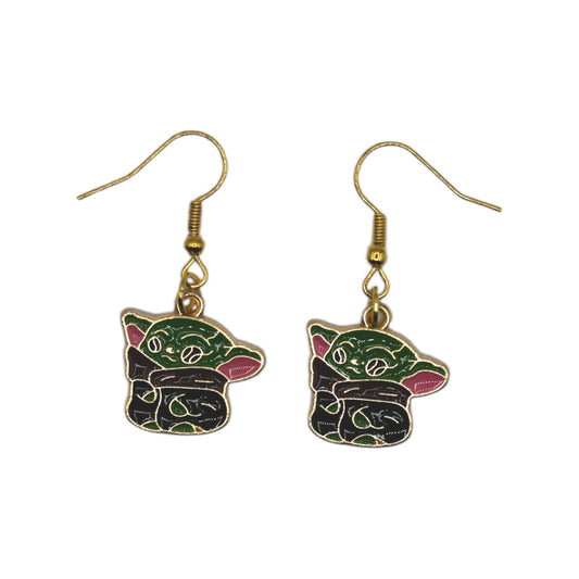 Standing Grogu Star Wars earrings – gold-tone stainless steel – Created Artisan