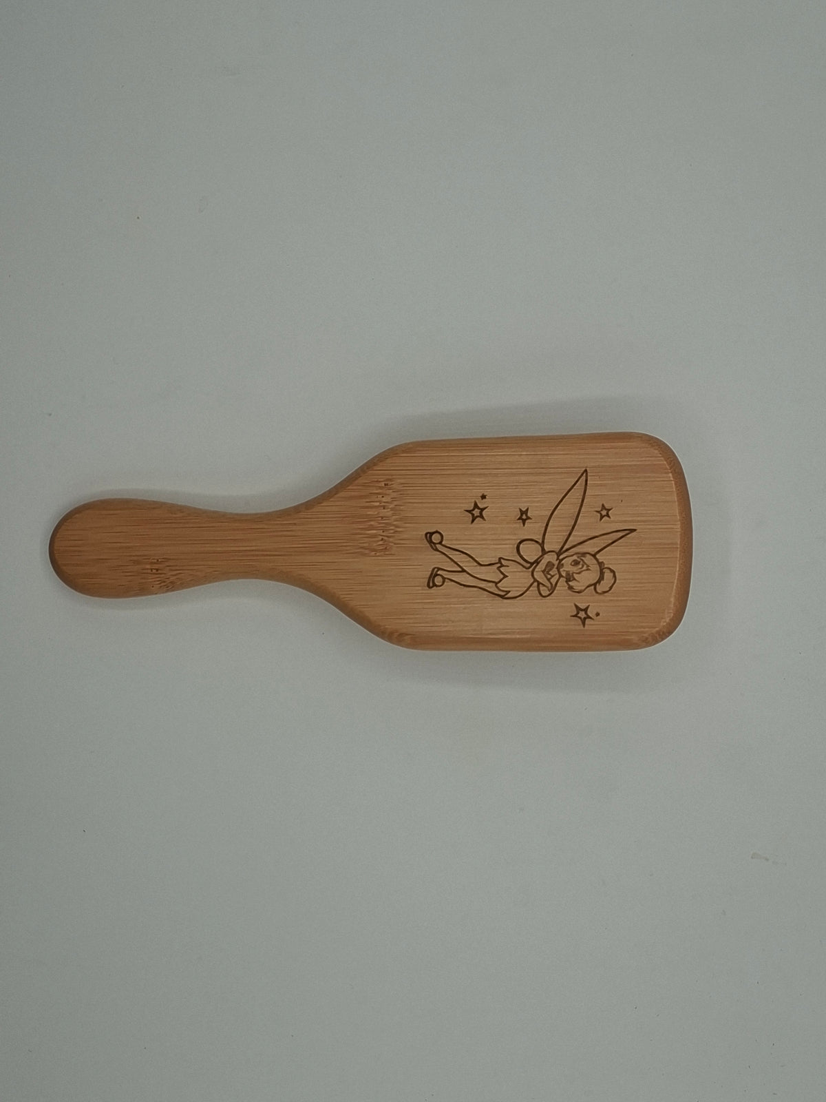 Brosse à cheveux en bambou gravée – Fée Clochette
