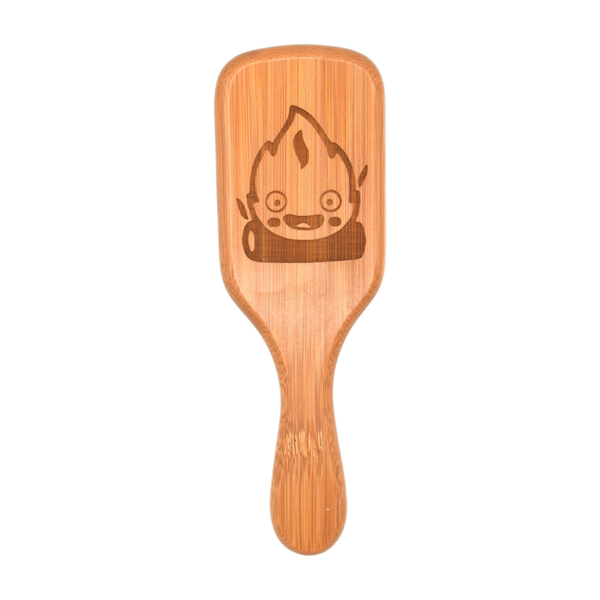 Brosse à cheveux en bambou gravée inspirée de Calcifer dans Le Château ambulant