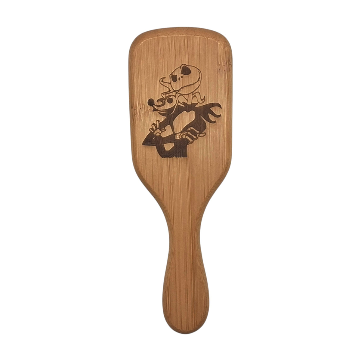 Brosse à cheveux en bambou gravée inspirée de Jack Skellington
