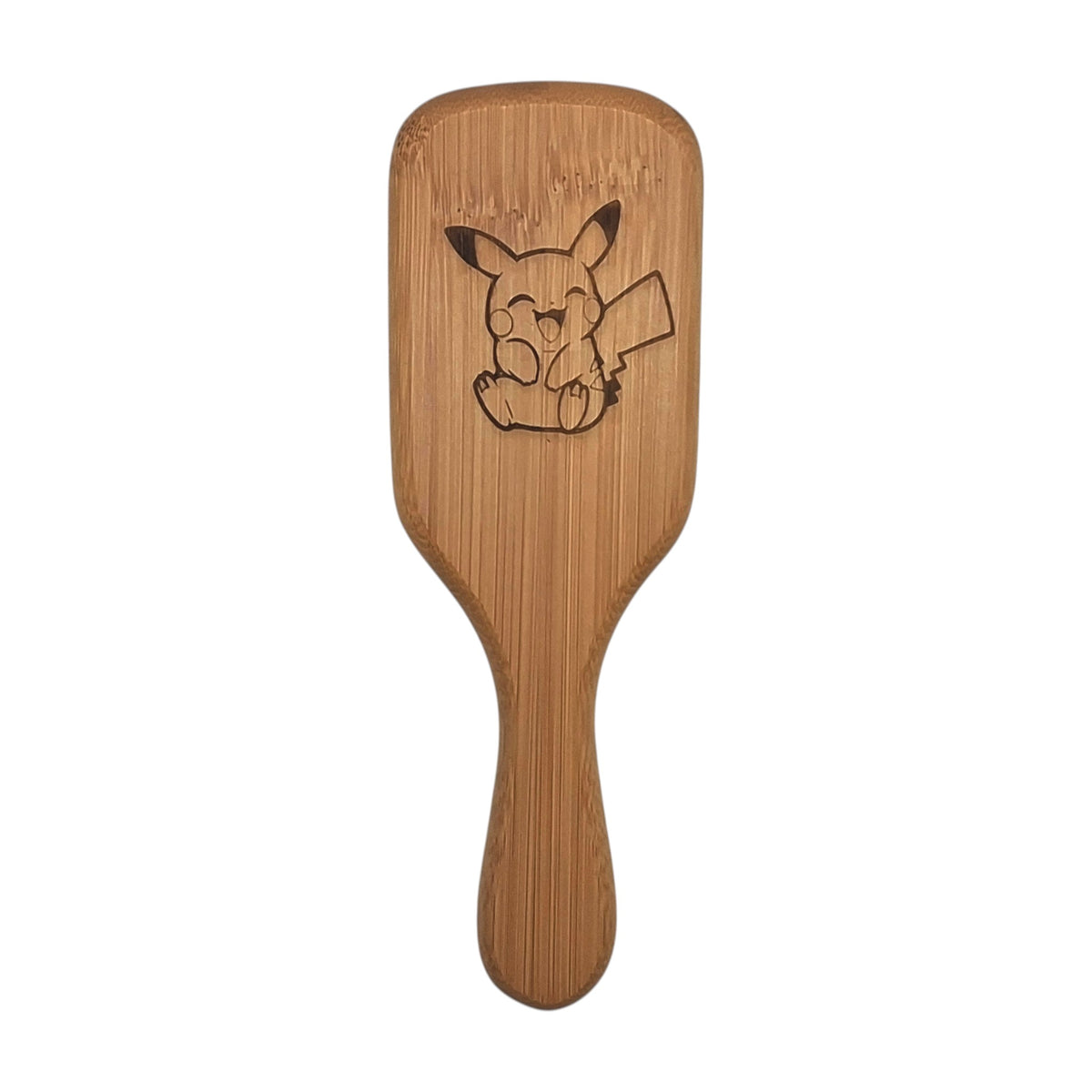 Brosse à cheveux en bambou gravée inspirée de Pikachu
