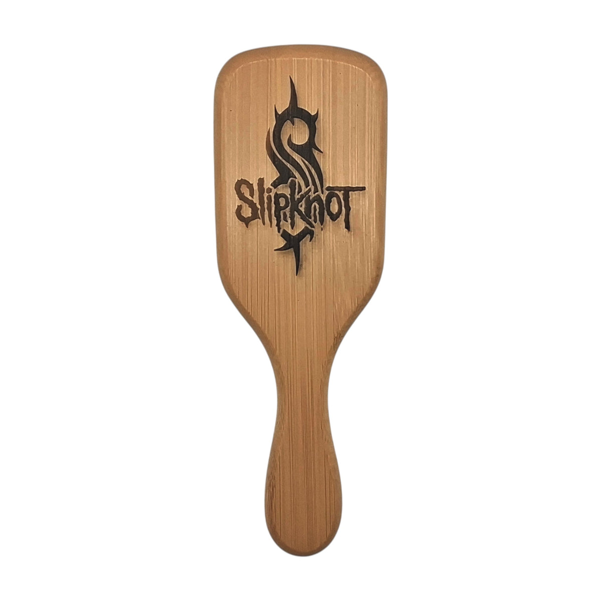 Brosse à cheveux en bambou gravée inspirée de Slipknot