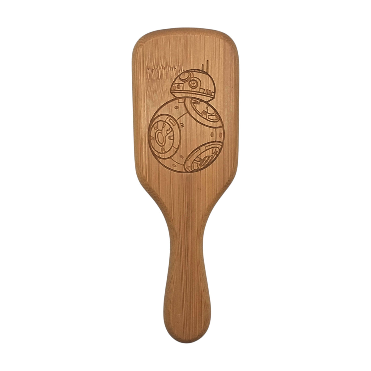 Brosse à cheveux en bambou gravée inspirée de Star Wars avec BB-8