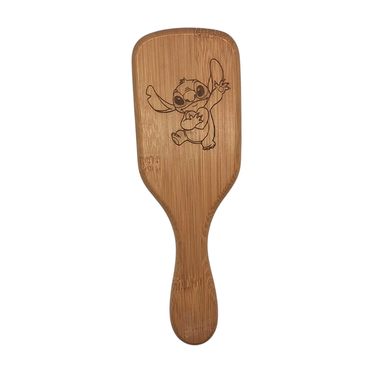 Brosse à cheveux en bambou gravée inspirée de Stitch