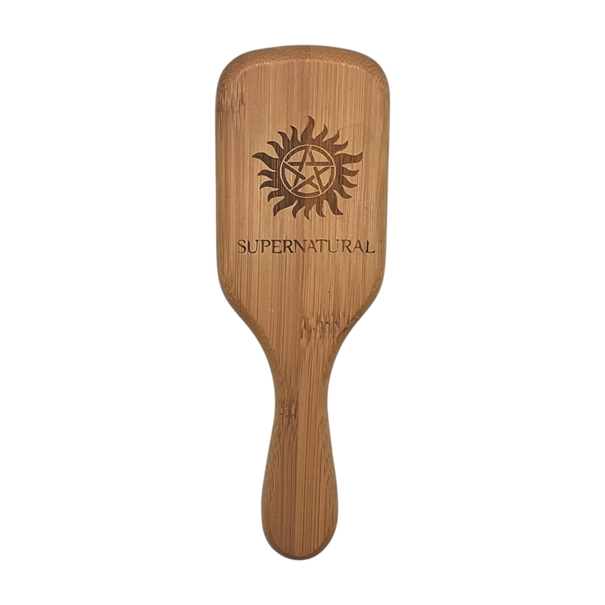 Brosse à cheveux en bambou gravée inspirée de Supernatural