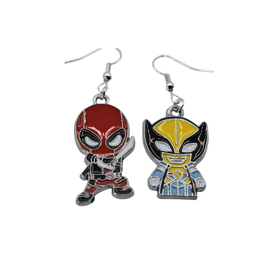 Boucles d’oreilles Deadpool & Wolverine – Duo chibi | Inox
