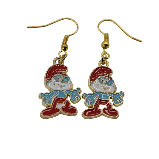 Boucles d’oreilles Grand Schtroumpf – Personnage iconique | Inox doré